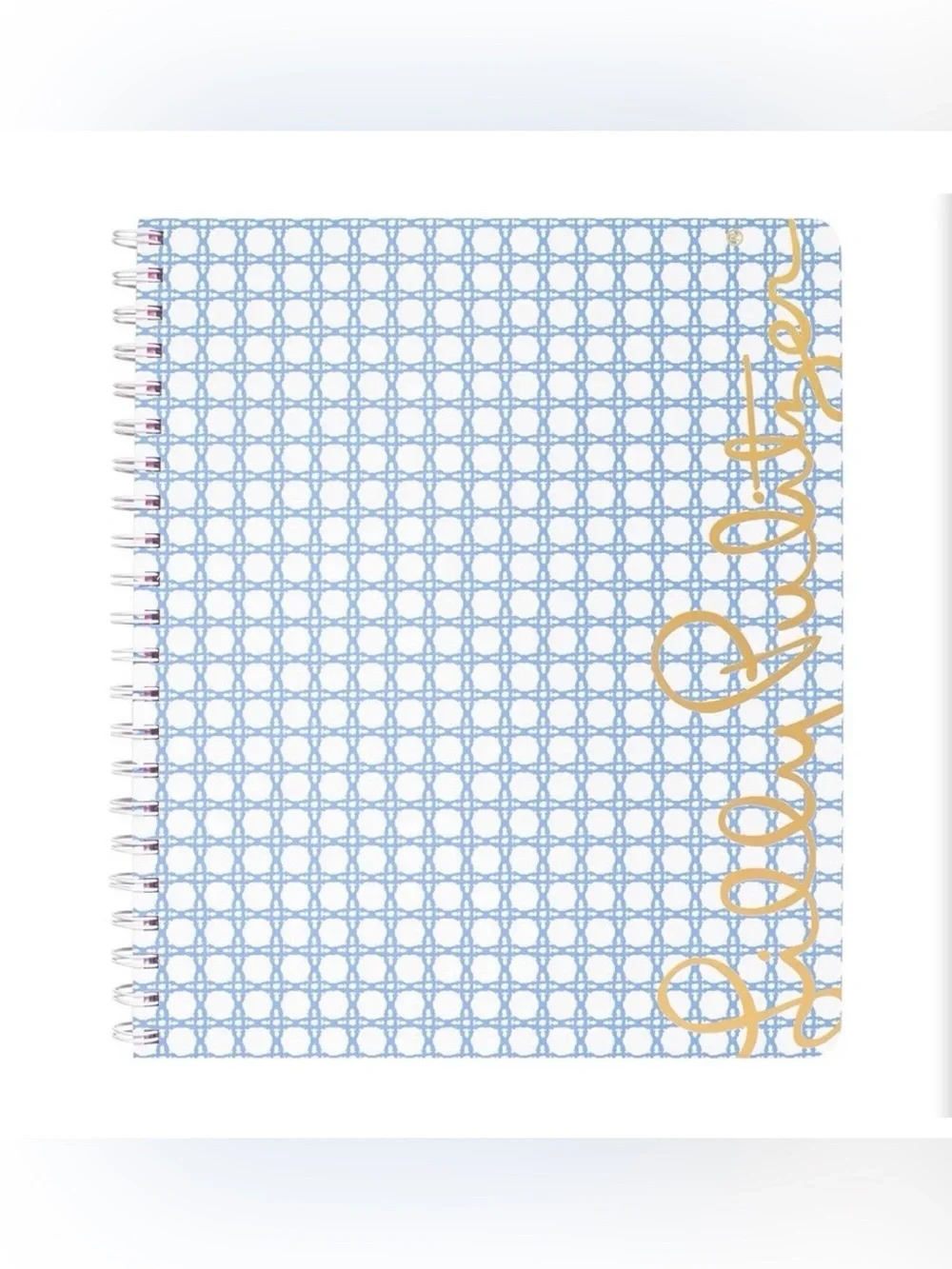 Lilly Pulitzer Large Hardcover Spiral Notebook Featured in Frenchie Blue Caning